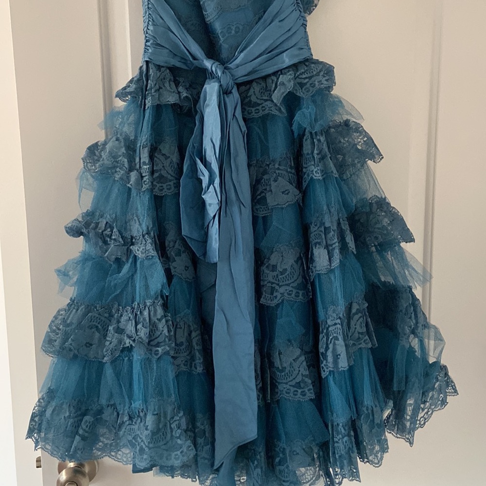 Betsey Johnson Strapless Blue Lace Dress - Picture 6 of 8